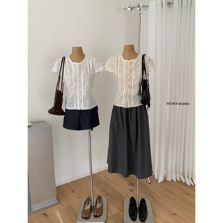 𝐏𝐡𝐢𝐞𝐧 𝐖𝐆𝐖𝐄 | (Sẵn) w9031 Áo Thô Ren Cổ Tim Dây Buộc