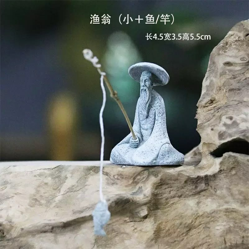 Tượng ông lão câu cá bằng bột đá trang trí non bộ, tiểu cảnh