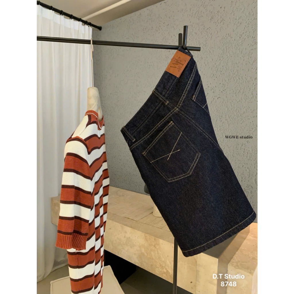 QUẦN bò ngố chất jean mềm cho nữ Quần Short Jean Nữ Ống Rộng Lưng Cao Dáng Suông