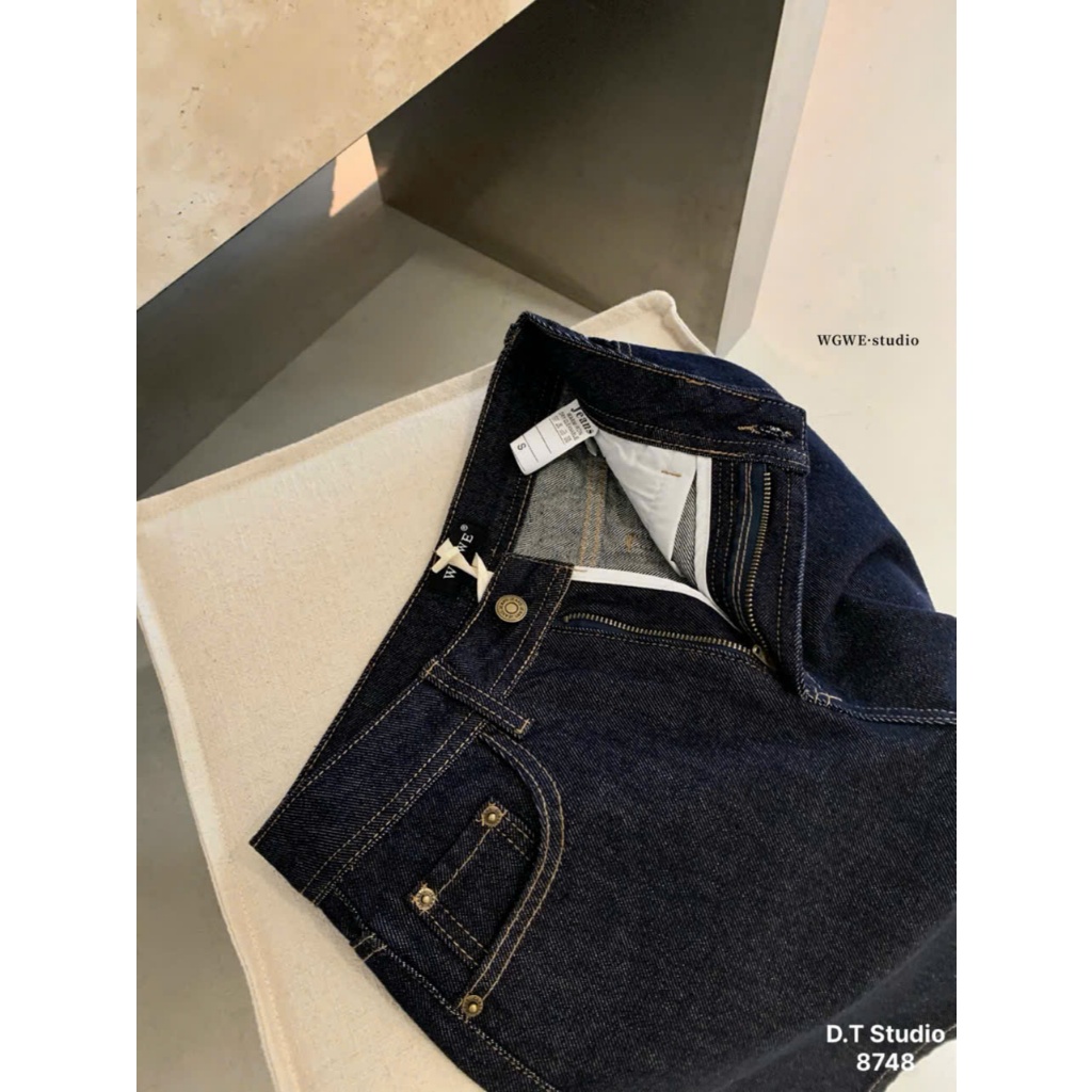 QUẦN bò ngố chất jean mềm cho nữ Quần Short Jean Nữ Ống Rộng Lưng Cao Dáng Suông