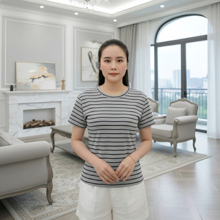 Áo  thun CỘC TAY gân tăm nữ Kẻ Sọc – chất vải gân tăm cao cấp form ôm tôn dáng,thanh lịch dễ phối đồ