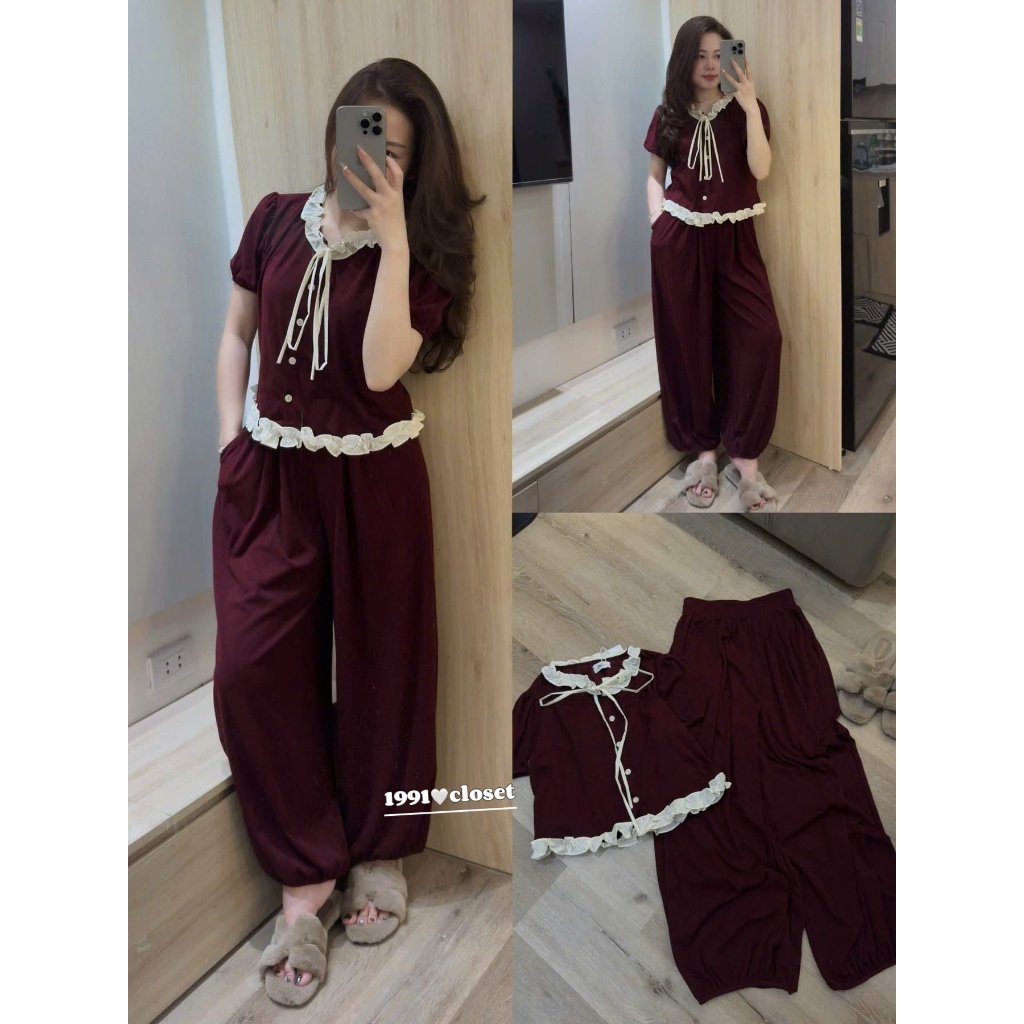 SET BỘ  nơ cổ quần bo gấu đơn giản nhẹ nhàng cho nàng