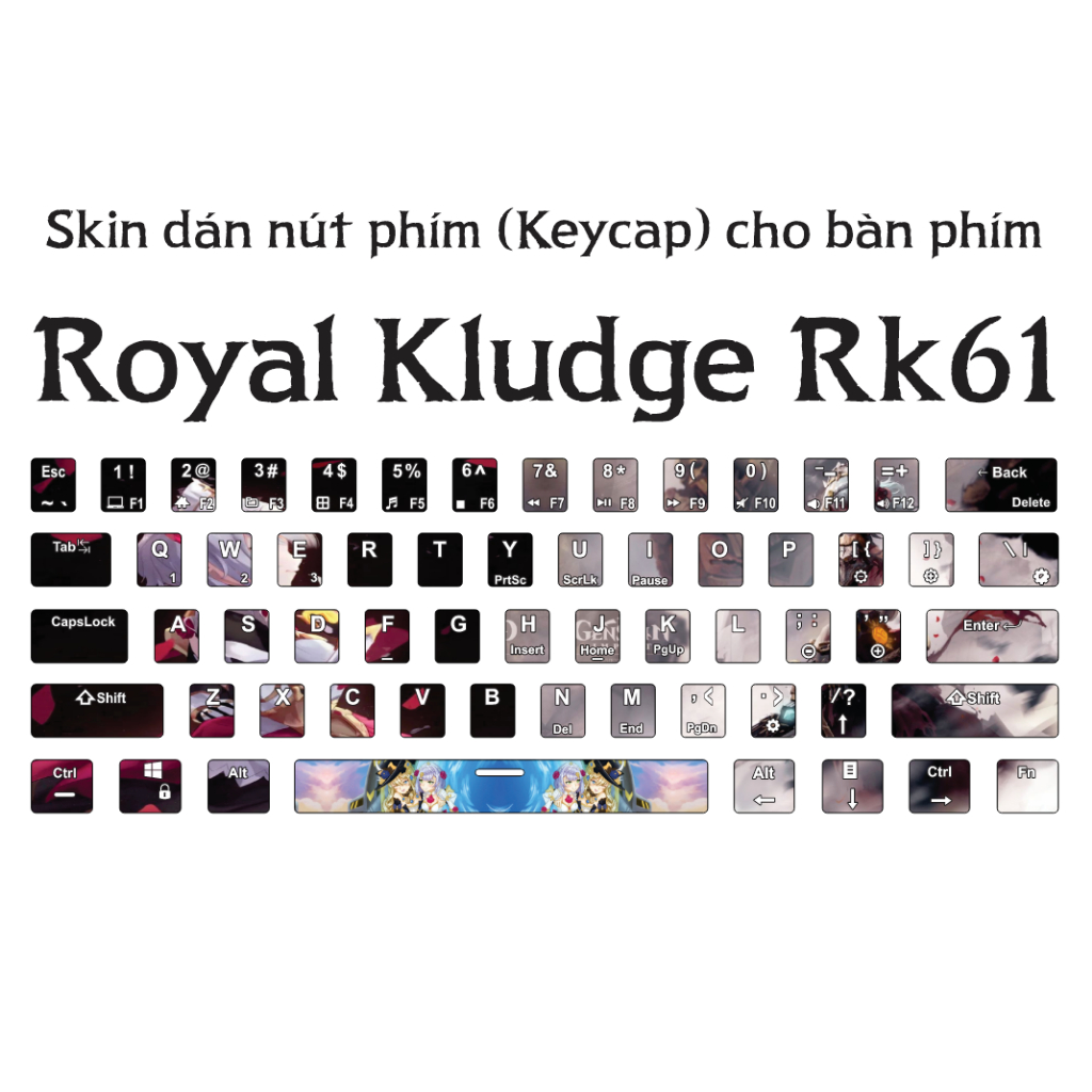 Skin dán keycap Royal Kludge RK61 in hình theo yêu cầu | Miếng dán skin 4 lớp cho nút phím của bàn phím cơ rk61