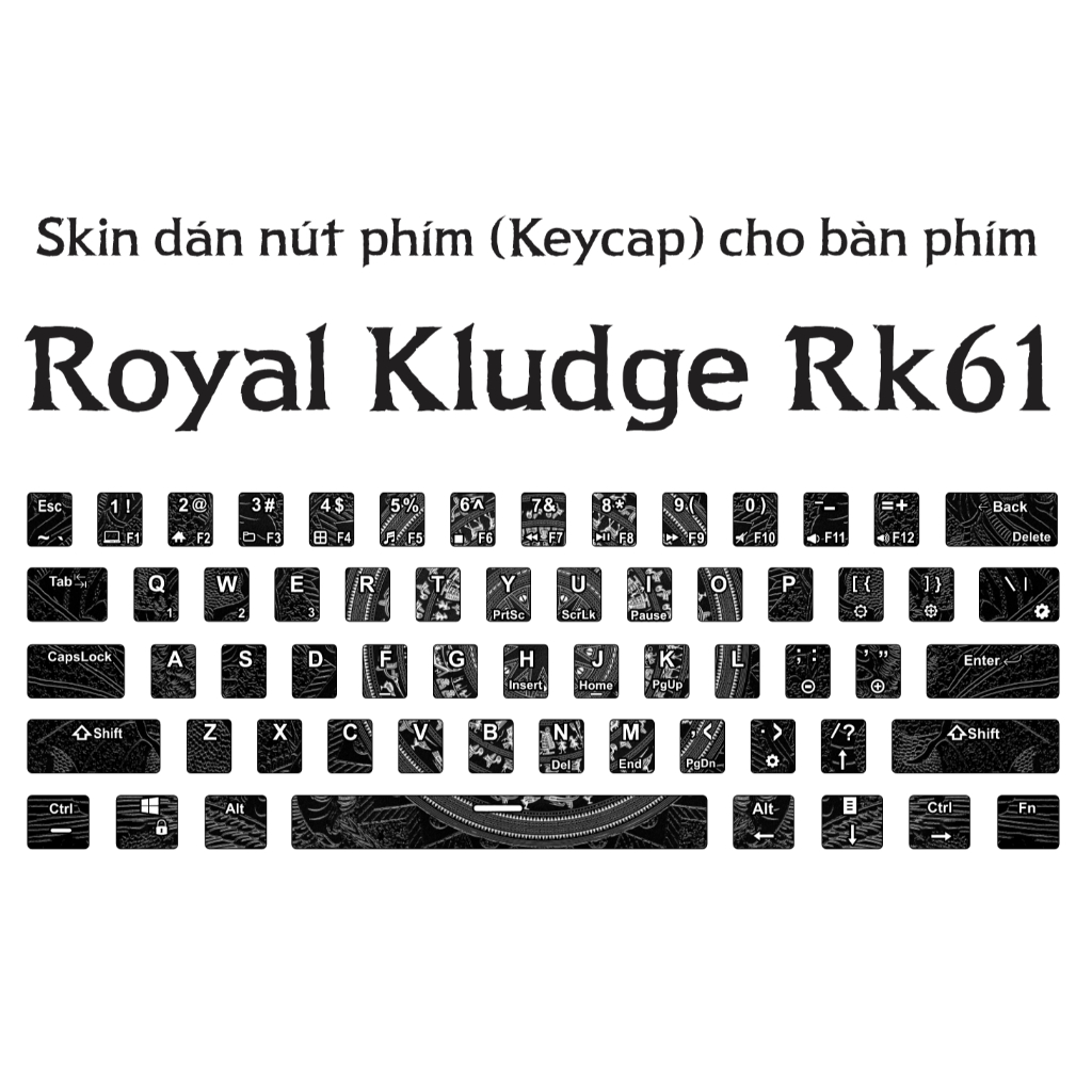 Skin dán keycap Royal Kludge RK61 in hình theo yêu cầu | Miếng dán skin 4 lớp cho nút phím của bàn phím cơ rk61