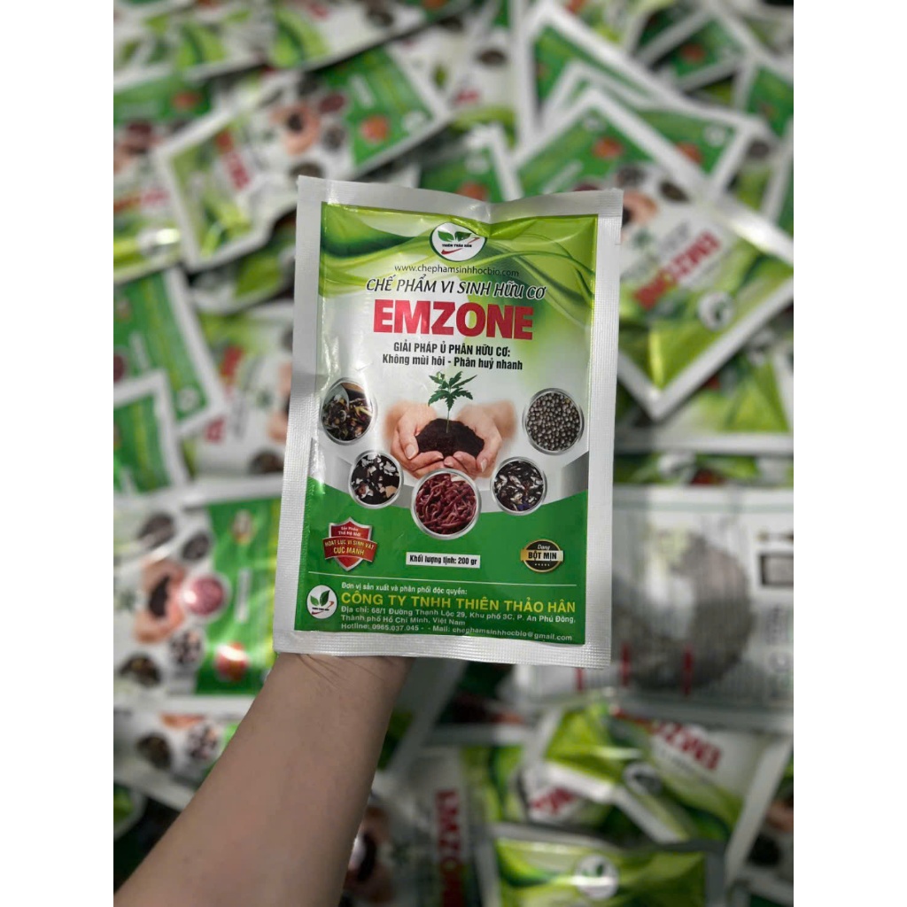 Emzone. Khử mùi hôi phân cá, ủ đậu tương và rác thải sinh hoạt. men khử mùi. Gói 200gr