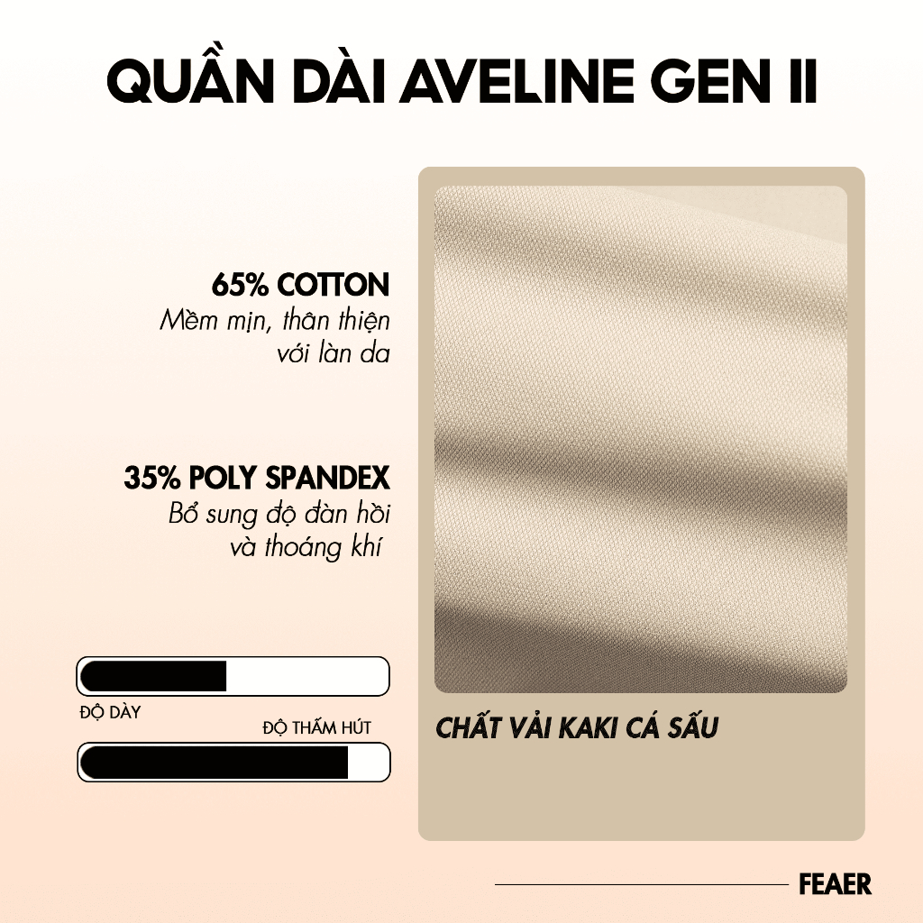 Quần tây AVELINE kaki cá sấu, dáng chuẩn thanh lịch, chất liệu dày dặn đứng form, thiết kế tinh giản sang trọng - FEAER