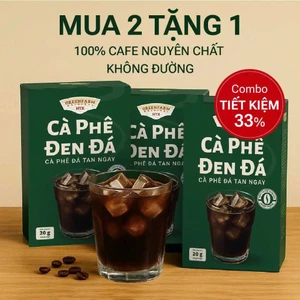 Mua 2 ĐƯỢC 3 - CAFE ĐEN HÒA TAN NGUYÊN CHẤT GREENFARM (1 hộp x 10 GÓI x 2Gr) KHÔNG ĐƯỜNG, ÍT CALO.