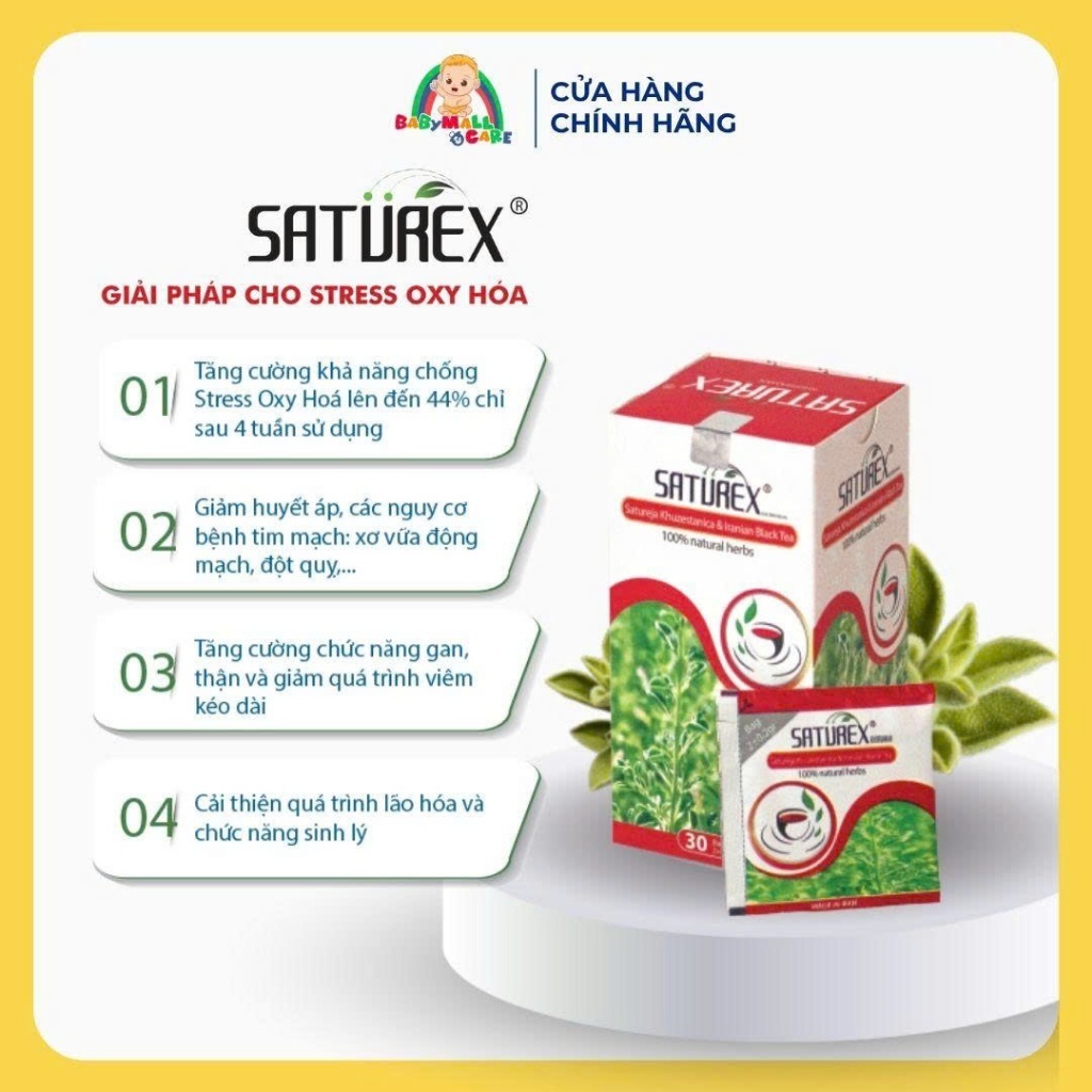 Trà Thảo Dược Saturex Khuzesstanica & Iranian Black Tea Hỗ Trợ Cân Bằng Mỡ Máu |  Babymall & Care
