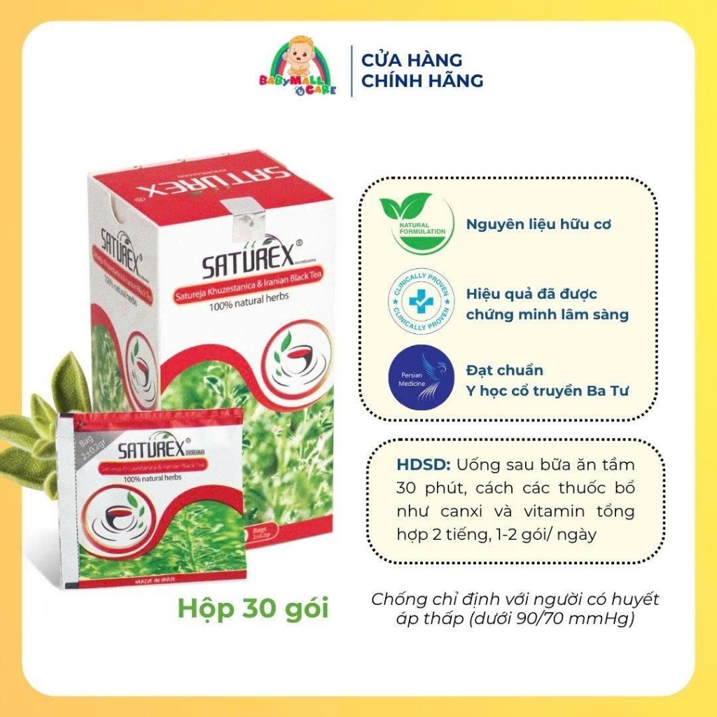 Trà Thảo Dược Saturex Khuzesstanica & Iranian Black Tea Hỗ Trợ Cân Bằng Mỡ Máu |  Babymall & Care