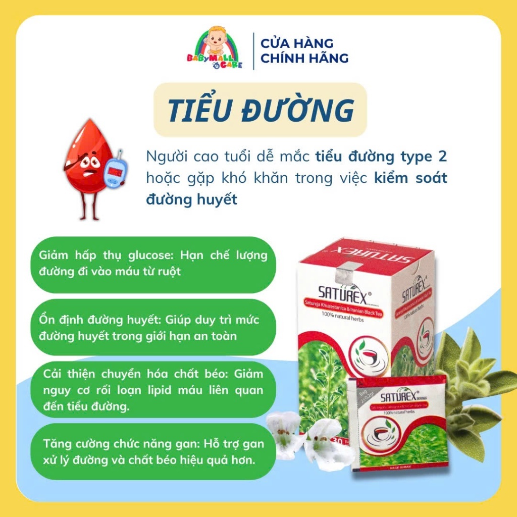 Trà Thảo Dược Saturex Khuzesstanica & Iranian Black Tea Hỗ Trợ Cân Bằng Mỡ Máu |  Babymall & Care