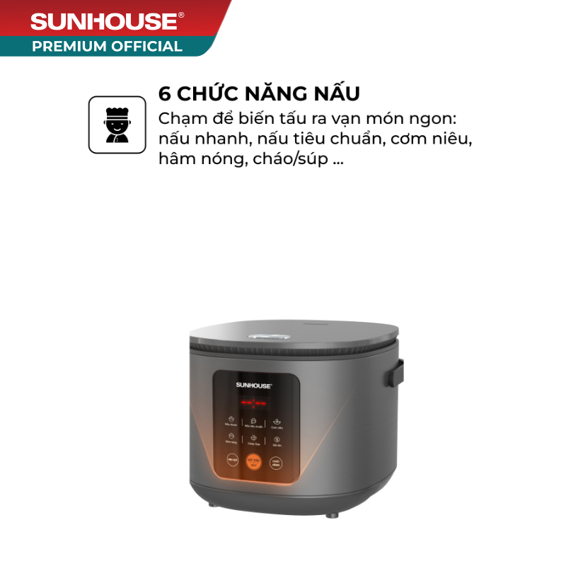Nồi cơm điện tử 1.5L SUNHOUSE SHD8825