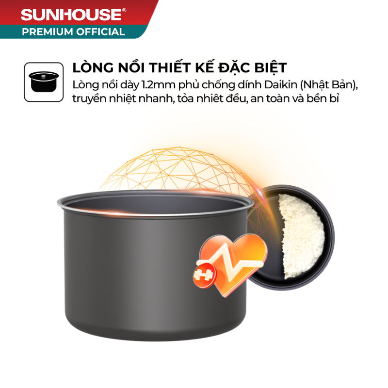 Nồi cơm điện tử 1.5L SUNHOUSE SHD8825
