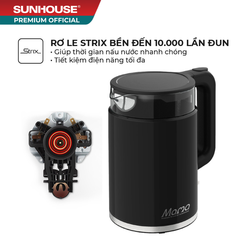 Ấm siêu tốc thủy tinh 1.7L SUNHOUSE MAMA SHD1330