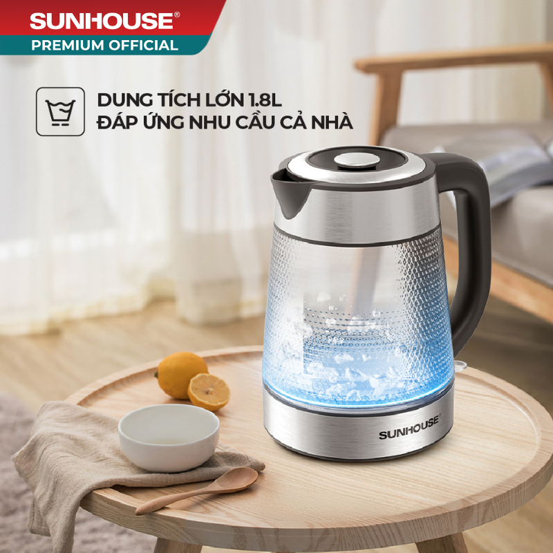 Ấm siêu tốc thủy tinh 1.8L Sunhouse SHD1220