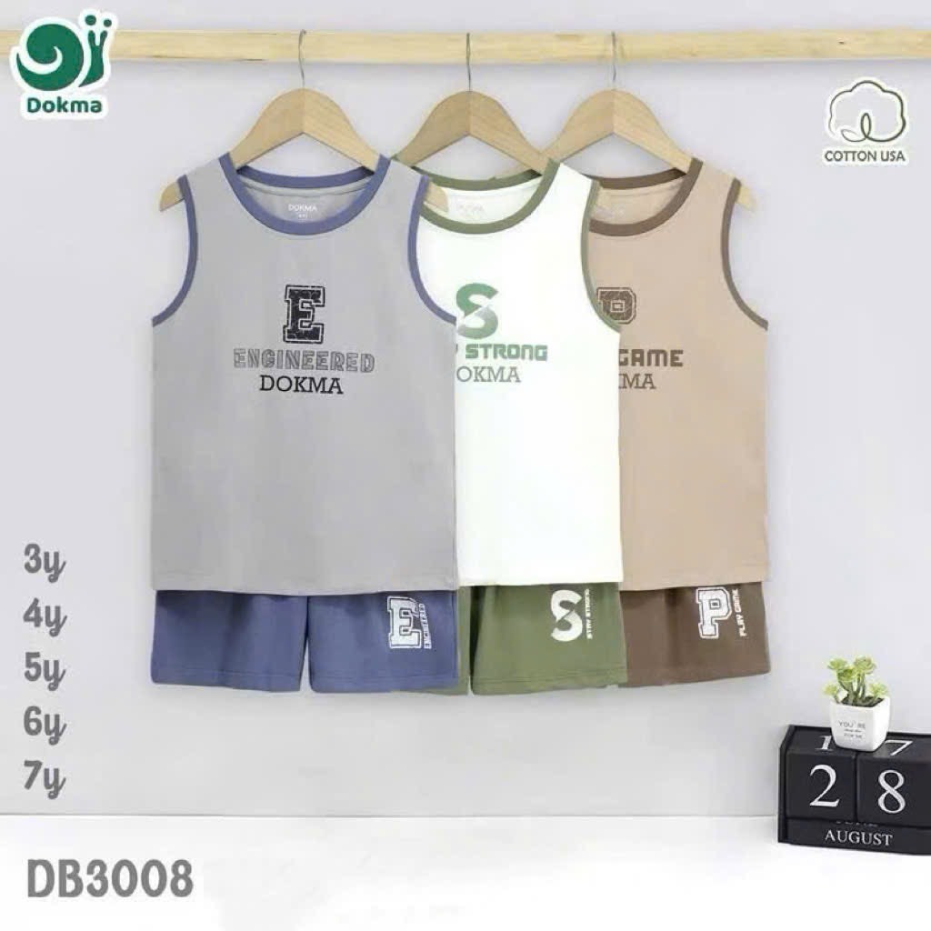 (3-7Y, 13-25kg) Bộ Sát Nách, Ba Lỗ Dokma Cho Bé Trai DB2618 DB2751 DB2617 DB3008