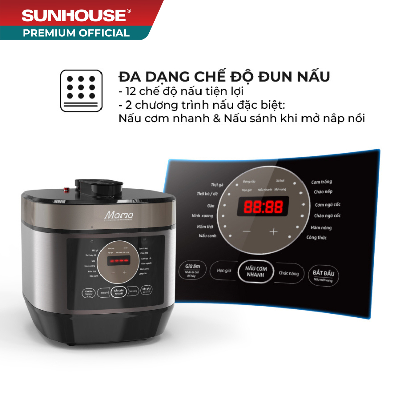 Nồi áp suất điện tử đa năng 5L SUNHOUSE MAMA SHD1580
