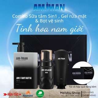 Combo Tinh Hoa Nam Giới - Sữa Tắm Gội AM FANTASTIC, Bọt Vệ Sinh AM CHERISH ,Gel Rửa Mặt AM AGERASIA