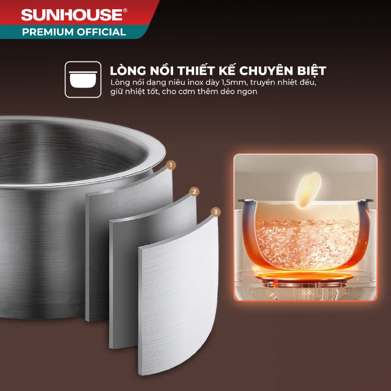 Nồi cơm điện tử 1L SUNHOUSE SHD8803