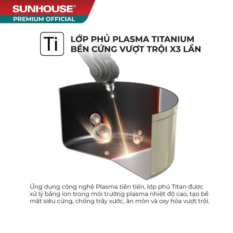 Bộ nồi Full-induction SUNHOUSE Titanium Plasma ST2210P
