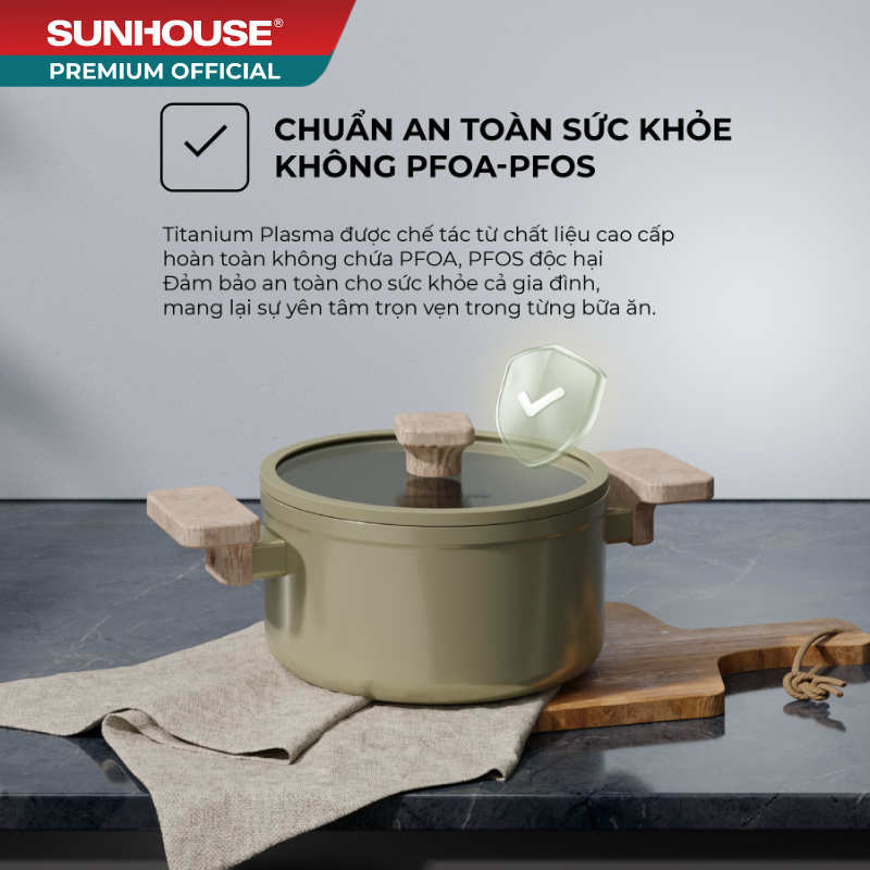 Bộ nồi Full-induction SUNHOUSE Titanium Plasma ST2210P
