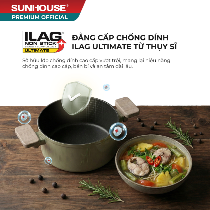Bộ nồi Full-induction SUNHOUSE Titanium Plasma ST2210P