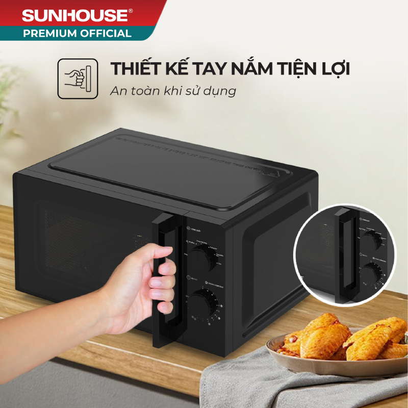 [New] Lò vi sóng 20L Sunhouse SHD482x - Công suất 1000W - Đa chức năng - 6 mức nhiệt linh hoạt - Kính 2 lớp siêu bền