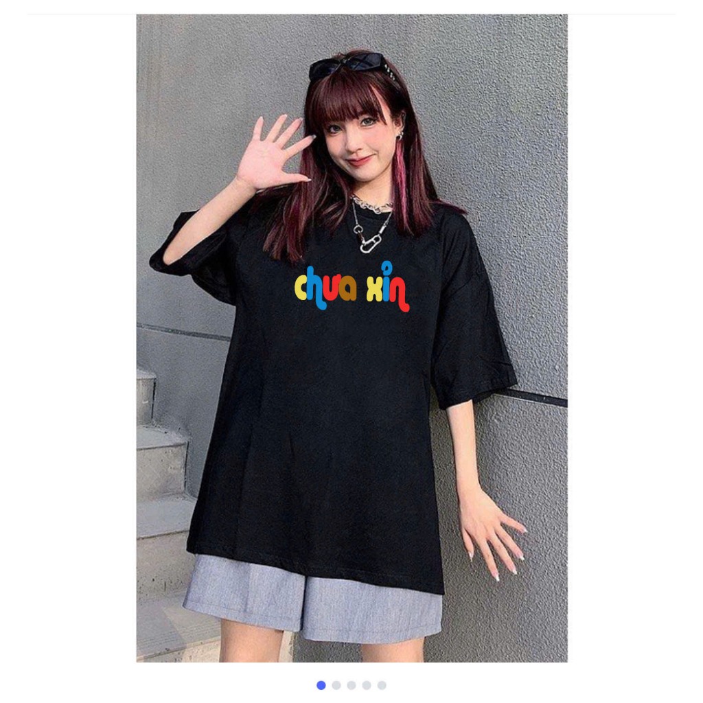 Áo Thun In Chữ CHƯA XỈN Retro Nam Nữ Unisex Hài Hước Cổ Tròn Chất Cotton 2 Chiều Hàng Đẹp