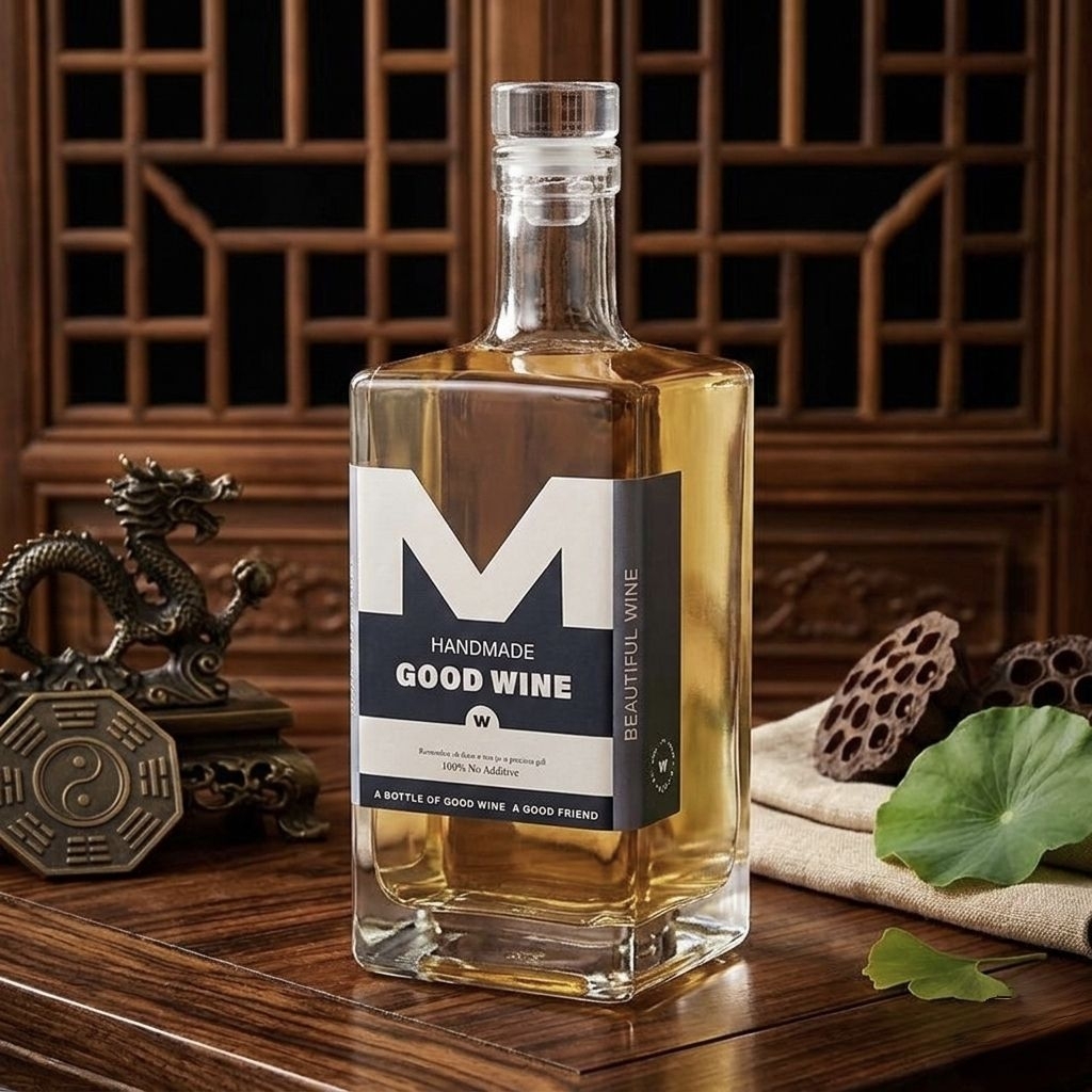 [Chai thủy tinh vuông 500ml] Mẫu chai thủy tinh đẹp – Decor, handmade, nhãn GOOD WINE – Quà tặng sang trọng