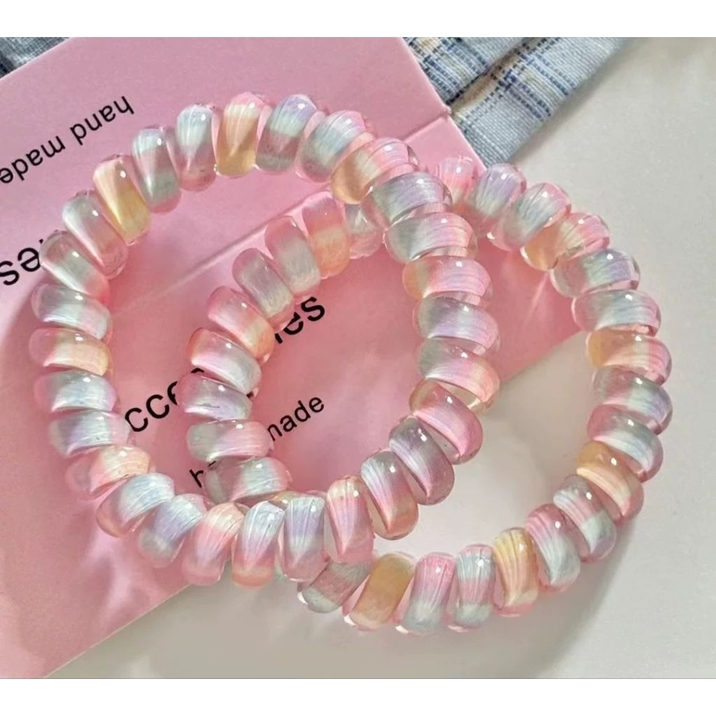 (Giá 1 cái) Dây cột tóc lò xo màu cầu vồng pastel xinh iu ngọt ngào