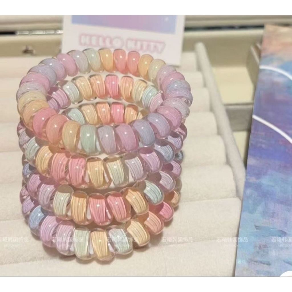 (Giá 1 cái) Dây cột tóc lò xo màu cầu vồng pastel xinh iu ngọt ngào