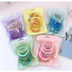 Set 6 chun cột tóc lò xò co giãn màu pastel siêu xinh, set lò xo cho nữ phong cách dễ thương Hàn Quốc