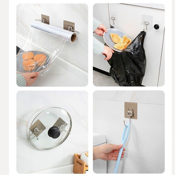 Combo 20 móc treo tường siêu dính bền chắc, móc  dán tường inox chịu lực đa năng không cần khoan tường