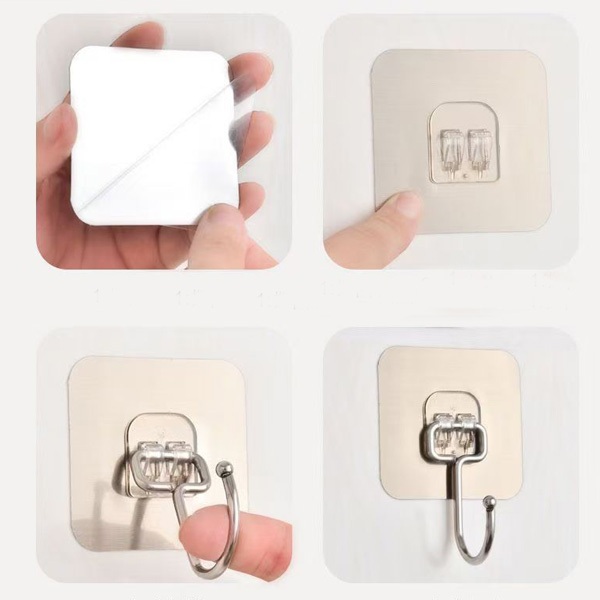 Combo 20 móc treo tường siêu dính bền chắc, móc  dán tường inox chịu lực đa năng không cần khoan tường