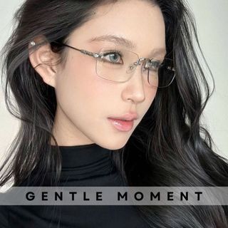 Kính không viền gọng kim loại đổi màu GENTLE MOMENT chống ánh sáng xanh chống tia UV thời trang phong cách GMX137