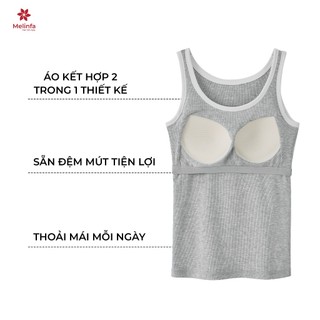 [PREMIUM COTTON] Áo Tanktop ba lỗ nữ MELINFA có đệm mút 3D thoáng khí định hình nâng đỡ, Áo Bratop nữ mã  VAA0614