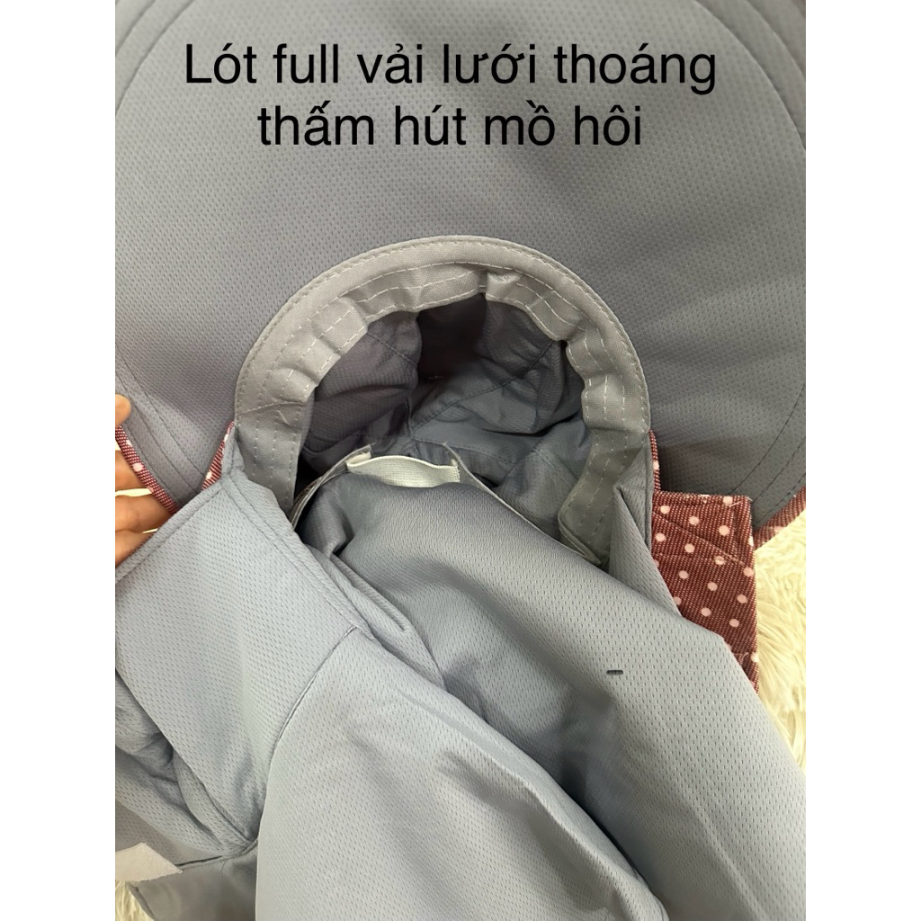 NÓN KHẨU TRANG VÀNH LỚN VẢI CAO CẤP, MIẾNG DÁN – CHE PHỦ 360° – THOÁNG MÁT – FREESIZE TIỆN LỢI