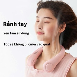 Quạt Mini Đeo Cổ Không Cánh Chạy Êm Mát Sạc USB Tiện Lợi 3 Cấp Độ Gió, Siêu Mát, Thời Trang