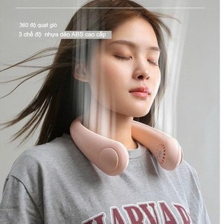Quạt Mini Đeo Cổ Không Cánh Chạy Êm Mát Sạc USB Tiện Lợi 3 Cấp Độ Gió, Siêu Mát, Thời Trang