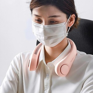 Quạt Mini Đeo Cổ Không Cánh Chạy Êm Mát Sạc USB Tiện Lợi 3 Cấp Độ Gió, Siêu Mát, Thời Trang