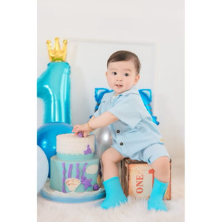 Set jum bé trai phong cách Hàn Quốc màu xanh