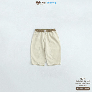 Quần kaki dài phối cúc cho bé trai, bé gái may ly năng động Hokiha vải kaki mềm mại size 8-17kg QQ38