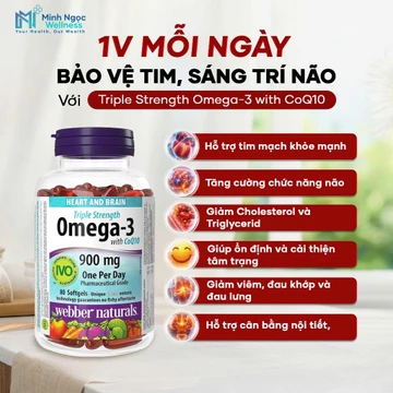Webber Naturals Triple Strength Omega 3 + CoQ10 - Hỗ trợ sức khoẻ tim mạch & não bộ