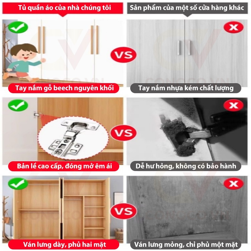 Tủ Quần Áo Gỗ Tối Giản 2 Cánh Hiện Đại CONOCO Tủ Đựng Đồ Phòng Ngủ Ván Dày Chống Ẩm Tiết Kiệm Diện Tích 80cm