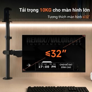 Arm Màn Hình 17-32 Inch - TẢI TRỌNG 10KG - Thiết Kế Đảo Ngược Cao Cấp - Trợ Lực Khí Nén Siêu Mượt - Xoay 360°