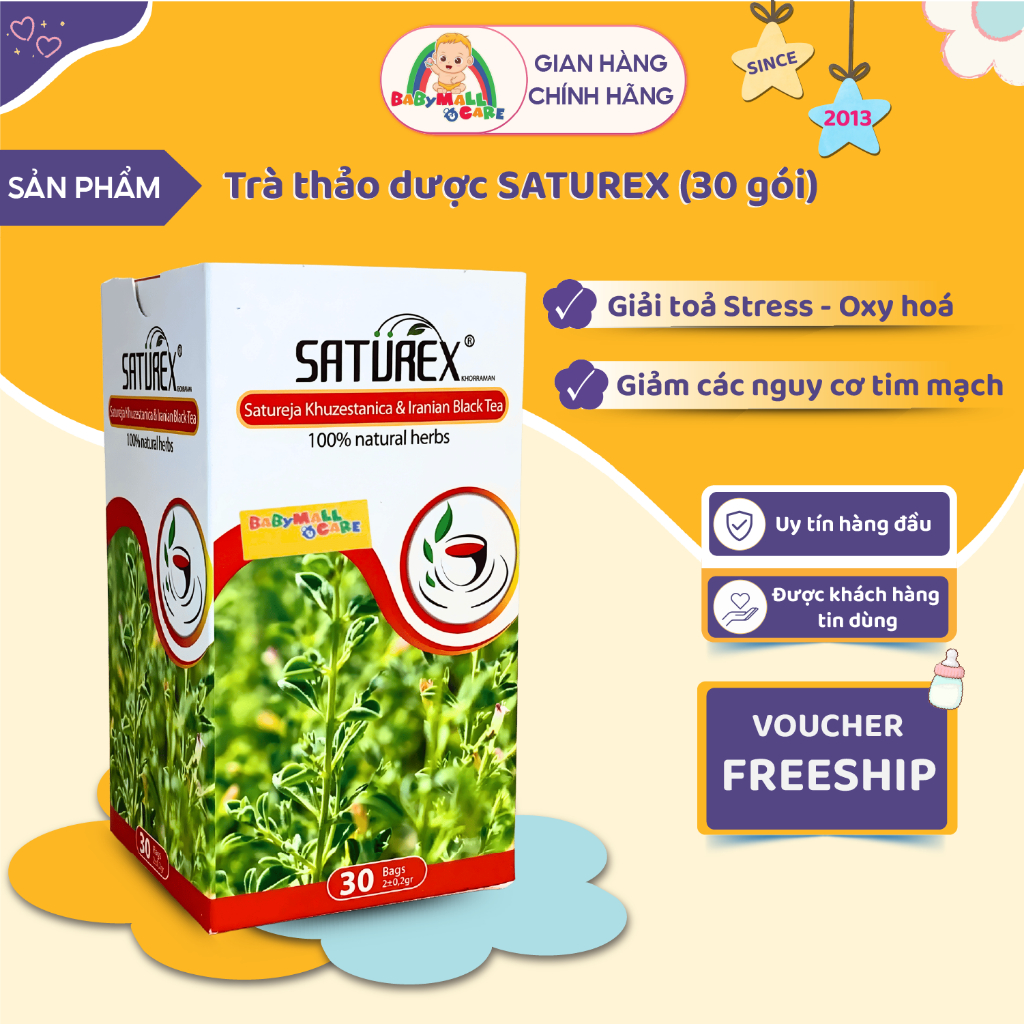 Trà Thảo Dược Saturex Khuzesstanica & Iranian Black Tea Hỗ Trợ Cân Bằng Mỡ Máu |  Babymall & Care