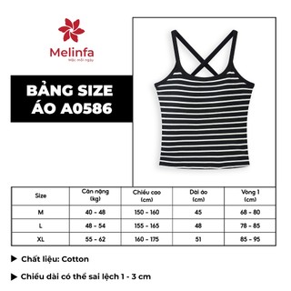 Áo hai dây nữ có đệm ngực vải Cotton tự nhiên thoáng mát, áo 3 lỗ mặc nhà, tập gym MELINFA VAA0586