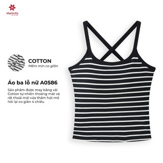 Áo hai dây nữ có đệm ngực vải Cotton tự nhiên thoáng mát, áo 3 lỗ mặc nhà, tập gym MELINFA VAA0586