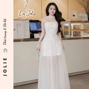 Váy sơ mi trắng tay bồng phối ren tiểu thư Jolie