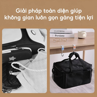 Móc treo đồ gắn cạnh bàn xoay 360 chịu lực 30kg tiện treo balo túi xách gọn gàng