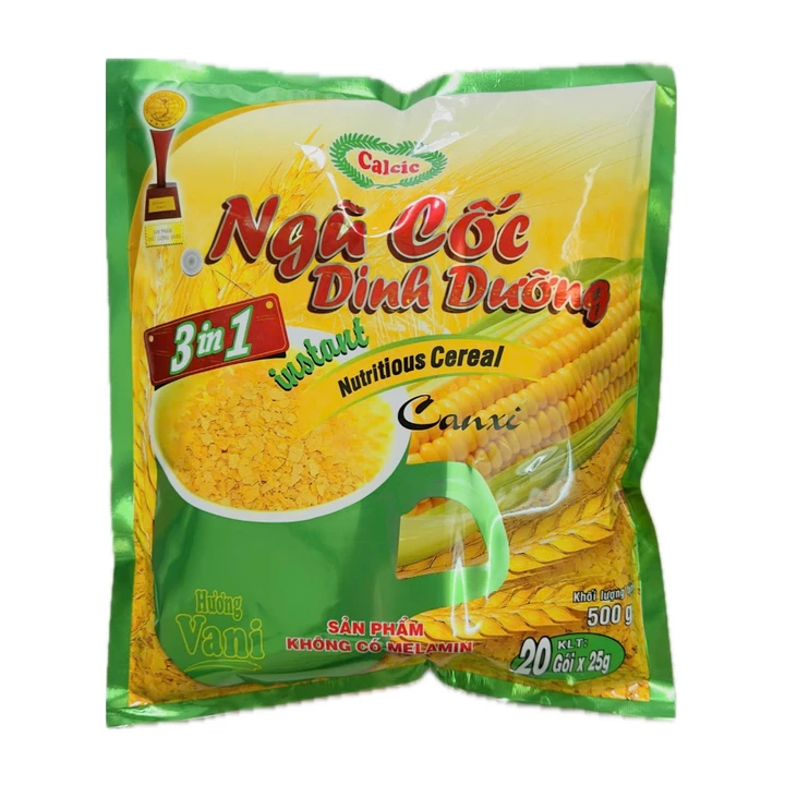 Ngũ Cốc Dinh Dưỡng Calcic 3in1 500g (20 Góix25g) – Ngũ Cốc Uống Liền Bổ Sung Canxi, Ngũ Cốc Ăn Sáng Hương Vani Dễ Uống